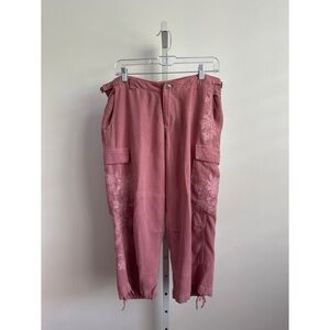 DA-NANG Vintage Embroidered Silk Cargo Pants | M